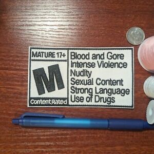 Mature Content Patch Gaming  Punk Goth Memes Embroidered Iron On Patch 2.25x4