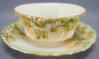 New ListingT & V Limoges Hand Painted White Daisies & Gold Pudding Set Bowl & Under Plate