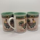 Lot Of 3 Gibson Everyday Daybreak Rooster & Sunflower 14 Oz Coffee Cup Mug Green