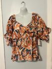 NWT Nine West Flora Twist Front Top with Gathered On/Off Shoulder Sleeve Plus 4X