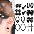 Stainless Steel Punk Black Earrings Men Women Ear Stud Hoop Dangle Jewelry Gift