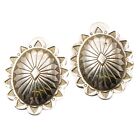 VTG Estate Navajo Sterling Silver Scallop Concho Earrings Signed SK (S127)