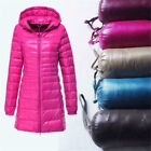 Winter Women Down Packable Ultralight Long Hooded Jacket Puffer Parka Coats size