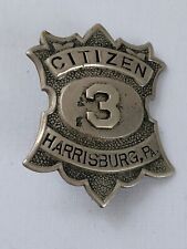 Antique Citizen Fire Co No. 3 Fireman Badge Harrisburg, PA!