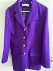 Vintage Wool Women’s Size 8 Gold Button Lined Blazer Royal Purple Prep Career