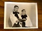 Choir Boys Singing Brothers Cute 1950s B&W Vintage Photo W1