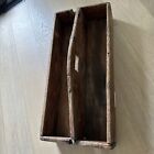 Antique Early 20th Oversized Primitive Handled Wooden Toolbox 28”W X 8”H X 13”D
