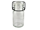 Wheaton Glass Jar with Lid And Wire Bail 1920s Clear 5 x 3 inches
