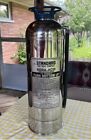 Vintage Antique Chrome Soda-Acid Fire Extinguisher w/Hose, Empty. 23 In. Tall