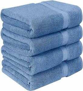 Towels Bath Towel Sets 4 Pieces Electric Blue 100% Turkish Cotton 27 X 55