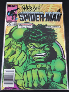 Web of Spiderman 7 Hulk Appears as a Nightmare Newsstand Comic VF+
