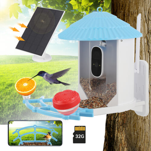 Smart Bird Feeder with Camera Solar Powered- Wireless Outdoor Bird Auto Capture