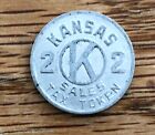Vintage Kansas Sales Tax Token Original 2 Cents Metal Tin 16.35mm Old Used