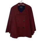 LAFAYETTE 148 Burgundy Short Length Button-Up Women's Pea Coat Size XL