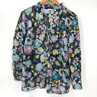 Talbots Blouse Womens 1X Floral Popover Long Sleeve Tunic Blue Pink Brown Shirt