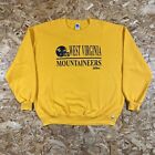 VTG 90s Russell Athletic West Virginia Mountaineers Yellow Sweatshirt Size 2XL