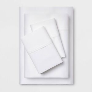 Queen 400 Thread Count Solid Performance Sheet Set White - Threshold