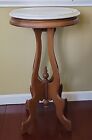 ANTIQUE ROUND VICTORIAN WOODEN MARBLE Top PARLOR/LAMP/PLANT STAND TABLE 29