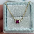 Lab Created 1.10 Ct Red Ruby & Cubic Zirconia Pendant Necklace 925 Silver