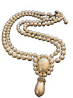 Sign Miriam Haskell Oval Pearl Baroque Rhinestone 2/Strands Necklace Jewelry