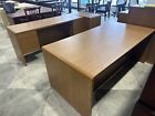 6'x3' double ped executive desk in Oak laminate finish by HON Office Furniture