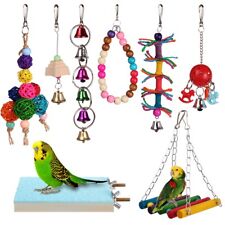 8pcs Bird Ladder Swing Toys Play Set fun Colorful Hanging Bells for Bird Cages