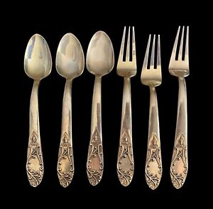 Small Set Of 6 Thai Siam Silverware Forks Spoons Replacement Gold-tone A15