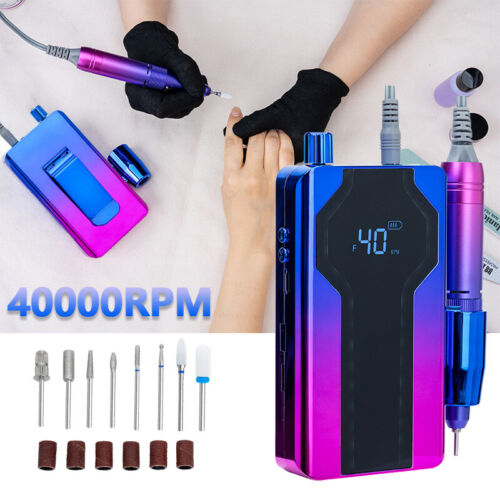 Professional Rechargeable Nail Drill File Machine 40000RPM Portable Electric US