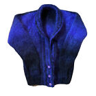 Vintage Purple Black Mohair Cardigan Sweater sz M 90s Y2K