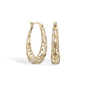 Gold Plated Hoop Dangle Earrings Fashion Jewelry For Women 18mm Medium Size
