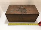 Wooden Box Old MC 1940’s Distressed Weathered Rectangular Heavy Brass Handle