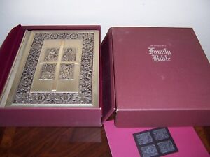 FRANKLIN MINT Library KING JAMES BIBLE w/ SILVER COVERS -Queen Mary Psalter