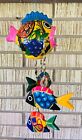 Hanging Folk Art Coconut Fish Hand Carved Mexico Home Tropical Wind Chime #2