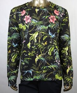 $1200 Gucci Men Black/Green Tropical Jungle Felted Cotton Sweatshirt 408241 3118