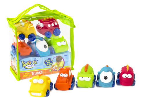 Kidoozie Mini Monster Trucks - 5 Pushable, Pullable, Squishable Character Vehicl