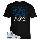 23 Flight Jordan 4 Military Blue Sneakers Matching T Shirt