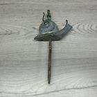 Vintage Heavy All Brass Snail Garden Lawn Figure With Spike/Attachment Decor MCM