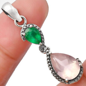 Natural Multi Stones 925 Sterling Silver Pendant Jewelry P-1116
