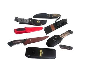 Lot Of 8 Hunting Knives Saw Fixed And Folding Morakniv Utica Eagle Claw Wicked