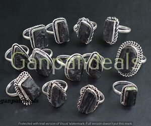 Sale ! Black Titanium Gemstone Rings Wholesale Lot 925 Silver Plated Rings Lot