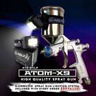 ATOMX9 HVLP Auto Paint Air Spray Gun Kit Gravity Feed Car w/ FREE Gunbudd Light
