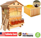7 Pcs Auto Flowing Honey Hive Beehive Frames+Beekeeping Brood Cedarwood Box
