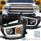Black Fits 2014-2021 Toyota Tundra LED Strip Bar Tube Projector Headlights Lamps (For: 2019 Tundra)