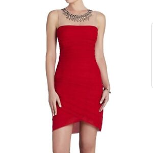 BCBG MaxAzria Maia Rouge Beaded Red Bandage Dress Women’s size 2