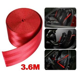 Car Seat Belt Webbing Polyester Lap Retractable Nylon Safety Strap Red Sphgzhabx (For: Seat)