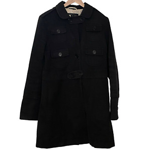 Marc Jacobs Woman's Size Large Black Long Cotton Buttons Pockets Trench Coat