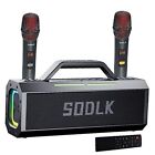 100 Watt Sodlk Bluetooth Wireless Speaker / Karaoke Machine w/2 Mics