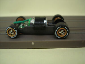 AFX RACING H.O. SCALE MEGA G+ 1.5 WIDE CHASSIS GOLD RIMS PAINTED CHROME SPIN LET
