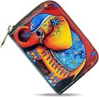 RFID Credit Card Holder Case Leather Printed Zipper Card Case Wallet for Women G