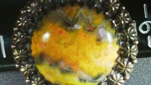 Sterling Silver 925 Bumble Bee Jasper Ring Round sz.8 ADJ Native American Indian